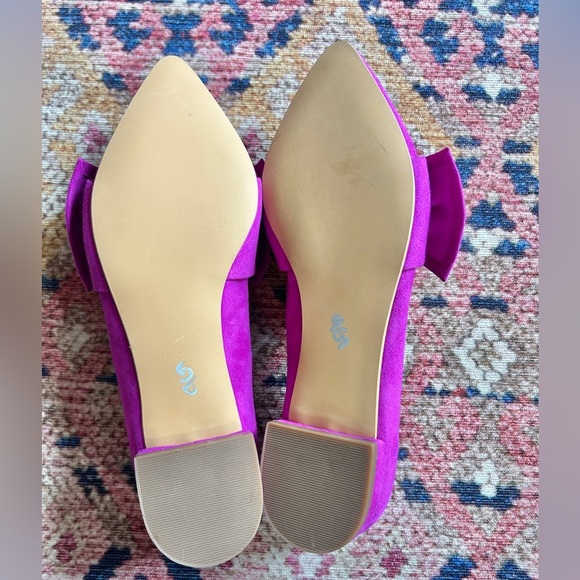 BP. Nordstrom Magenta Suede Pointed Tow Bow Loafers - Picture 5 of 7